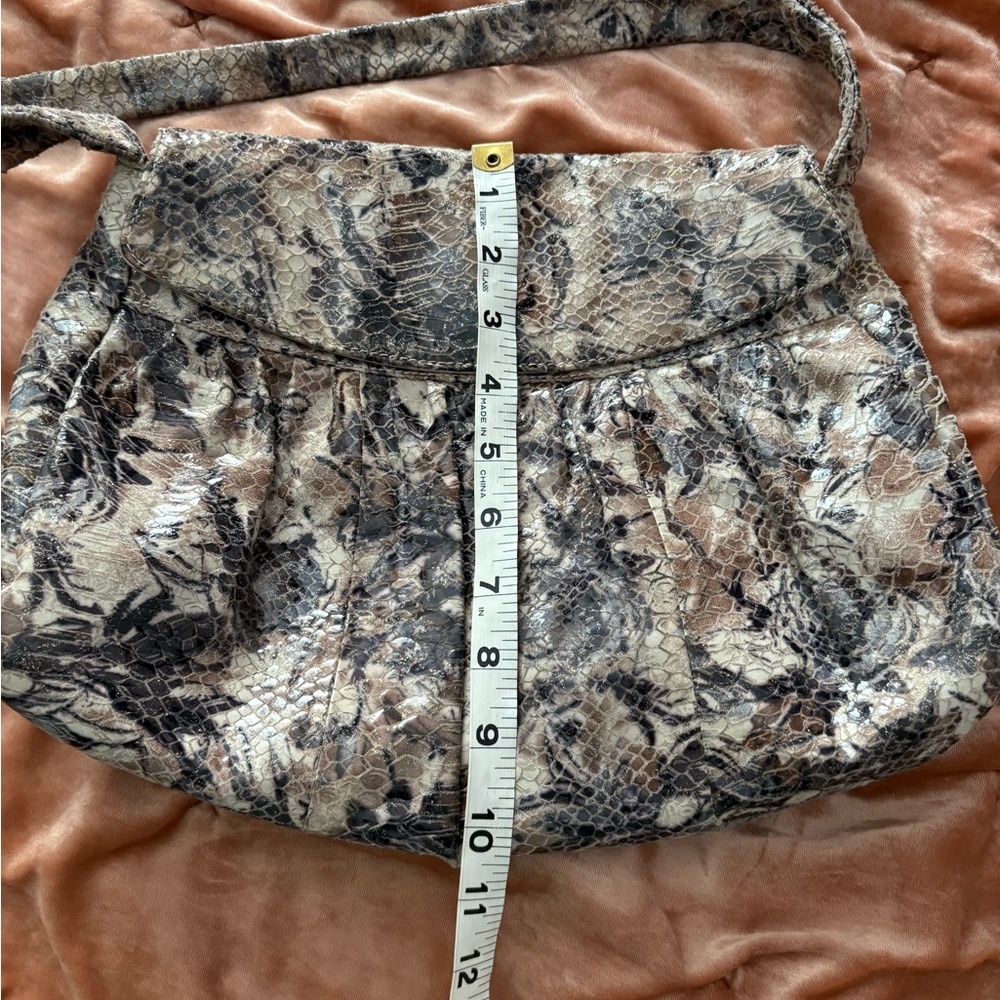 Hobo Handbag Python Floral Metallic Contemporary … - image 6